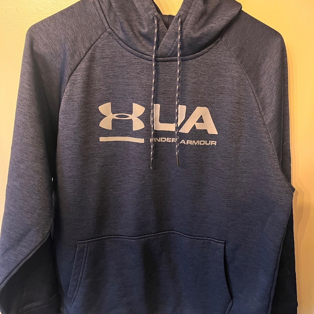 Under Armour Sweatshirt Blue Mens Loose Hoodie - Cold Gear Size Small